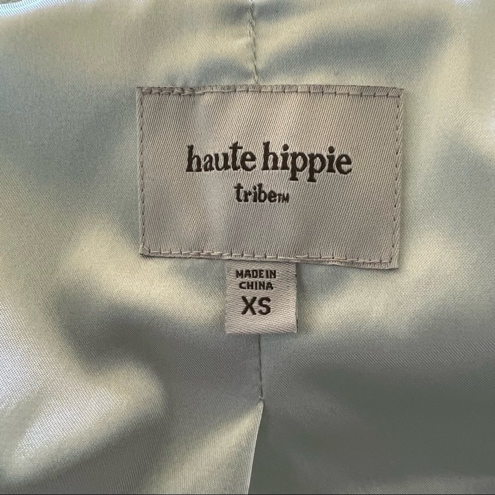 Haute Hippie Tribe NWOT Mint Green & White Tie Dye Print Biker Jacket Size XS - Picture 3 of 4